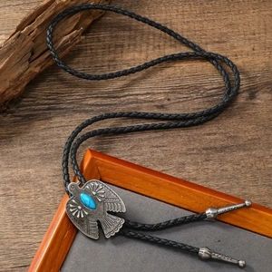 New thunderbird phoenix bird leather bolo tie